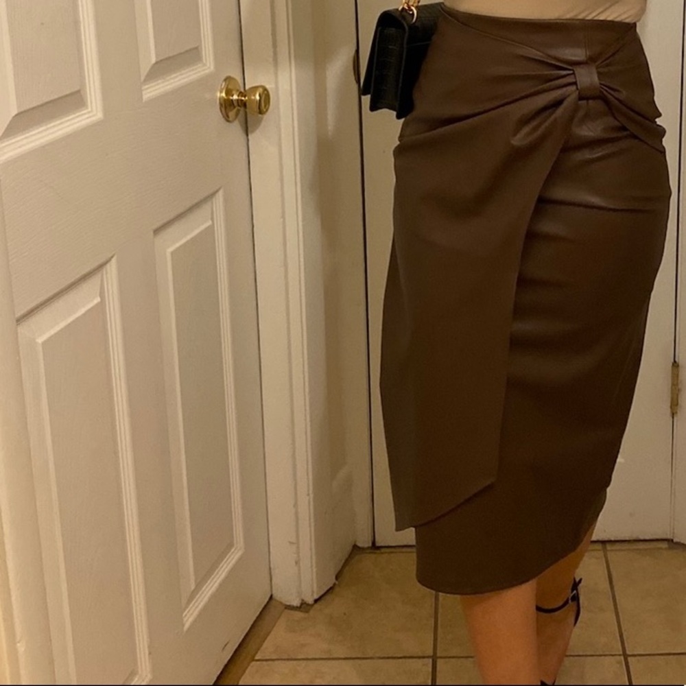 Zara  chocolate brown midi skirt